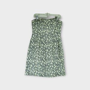 J. Crew Strapless Jacquard Cotton Dress Size 8 Rambling Rose Navy Floral